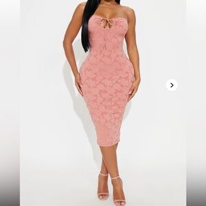 Fashion Nova Rose-Pink FloralMidi Dress